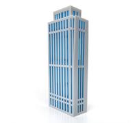 Generic Scale Building Assembly Model Kit Building Model Miniature Structure Cityscape Component Architecture Display For, 1/300, Vertical Window Skyscraper Pure White Blue Sheet