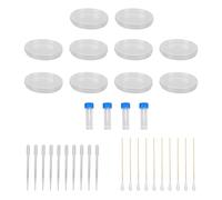 Generic Science Petri Dishes Transparent Microbiology Plates for Kids Projects 90mm Diameter 10 Pack (10 Cotton Swabs 10 Petri Dishes 10 Droppers 4)