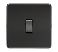 Knightsbridge SF2000MBBx10 Screwless 10AX 1G 2-Way Switch - Matt Black + Black Rocker (10 Pack)