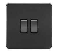 Generic Screwless 10A 2G 2-Way Switch - Matt Black With Black Rockers