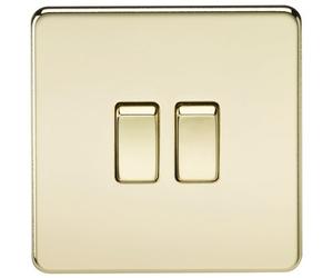 Generic Screwless 10A 2G 2-Way Switch - Polished Brass