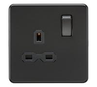 Generic Screwless 13A 1G Dp Switched Socket - Matt Black With Black Insert