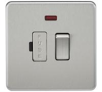 Generic Screwless 13A Switched Fused Spur Unit With Neon - Brushed Chrome