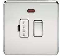 Generic Screwless 13A Switched Fused Spur Unit With Neon - Polished Chrome