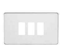 Generic Screwless 3G Grid Faceplate - Polished Chrome