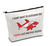 Generic Scuba Diving Makeup Bag - Black - Waterproof Canvas - Multifunctional Travel Cosmetic Case - I Don't Have To Outswim The Shark Just My Dive Buddy