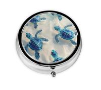Generic Sea Turtle Print Round Pill Box-3 Compartment Small Pill Case for Purse & Pocket Mini Metal Pill Holder Travel Pill Container