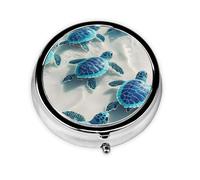 Generic Sea Turtle Print Round Pill Box-3 Compartment Small Pill Case for Purse & Pocket Mini Metal Pill Holder Travel Pill Container