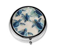 Generic Sea Turtle Print Round Pill Box-3 Compartment Small Pill Case for Purse & Pocket Mini Metal Pill Holder Travel Pill Container