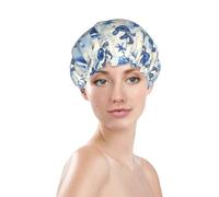 Generic Sea Turtle Print Shower Cap, Waterproof Reusable Bath Caps For Women Hair, Double Layers Elastic Shower Hat Hair Protection