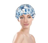 Generic Sea Turtle Print Shower Cap, Waterproof Reusable Bath Caps For Women Hair, Double Layers Elastic Shower Hat Hair Protection