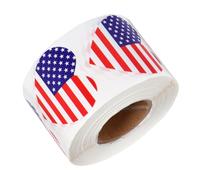 Generic Sealing Stickers Heart Shape American Flag Pattern for Invitations and Cards, Self Adhesive Paper Material, 500pcs Per Roll with No Trace Residue