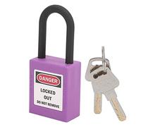 Generic Security Padlock Heavy Duty Engineering Insulation Lock for Construction Sites with 2 Keys [Nylon 38mm/1.5in] (Purple)