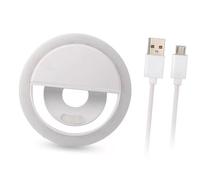 Generic Selfie Fill Light Rechargeable Clamp/Holder On LED Cellphone Circle Light, 3 Levels Dimmable Multi Purpose for Night Fill, Live Broadcasters, White ABS Material ((Full detection) IC
