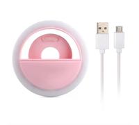 Generic Selfie Fill Light Rechargeable Clamp/Holder On LED Cellphone Circle Light, 3 Levels Dimmable Multi Purpose for Night Fill, Live Broadcasters, White ABS Material ((Full detection) IC