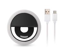 Generic Selfie Fill Light Rechargeable Clamp/Holder On LED Cellphone Circle Light, 3 Levels Dimmable Multi Purpose for Night Fill, Live Broadcasters, White ABS Material ((Full detection) IC