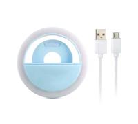 Generic Selfie Fill Light Rechargeable Clamp/Holder On LED Cellphone Circle Light, 3 Levels Dimmable Multi Purpose for Night Fill, Live Broadcasters, White ABS Material ((Full detection) IC