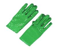 Generic Sequin Gloves, Stage Performance Fancy Dress Accessory Gloves,Cosplay For MJ shiny punk concert Dance Costume Gloves (Green, Kids/15cm)