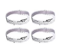 Generic Sequin Headbands Shiny Glitter Elastic Stretch Hair Bands for Dance Yoga Workout Pack of 4 (Silver)
