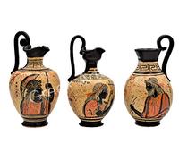 Generic Set 3 Ceramic Vase Pot Black-Figure Greek Pottery Zeus Apollo Athena, Multicolor, k7k8k10