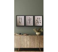 Generic Set of 3 A4 CoCo Chanel Fashion Sketch Foil Prints (With Black Frame) - Living Room Decor
