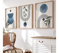 Generic Set of 3 Wall Art Prints | Navy Blue Wall Art | Boho Home Decor | UNFRAMED | A3, A4 (A3)