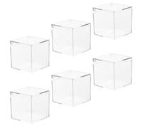 Generic Set of 6 Acrylic Candy Boxes with Lids, Lightweight and Safe Square Storage Containers for Sweets and Snacks, for Wedding Parties or Shops, Chic Decorative Mini Packaging
