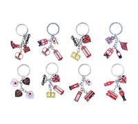 Generic Set of 8 London Themed Keychains - Iconic UK Souvenirs with Charms