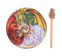 Generic Shaman Drum Hand Drums 25cm | Colorful Handmade Siberian Drum With Drumstick, Wooden Disc Ornament, Multicolor Percussion Instrument, Home Office Decoration Ornament