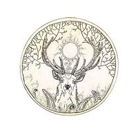 Generic Shaman Hand Drum with Drumstick Round Retro Color Mysterious Shamanic Percussion Instrument Band Edges Handmade Home Decoration for Music Lovers (Shaman Drum Deer)