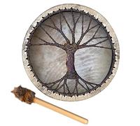 Generic Shamanic Drum Vintage Round Instrument Easy to Learn for Music Enthusiasts Polyester Imitation Sheepskin Wooden 25 Cm (Generic6e4wi7hgya-230106GW02-1)