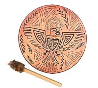 Generic Shamanic Drum Vintage Round Instrument Easy to Learn for Music Enthusiasts Polyester Imitation Sheepskin Wooden 25 Cm (Generic6e4wi7hgya-230106GW02-2)