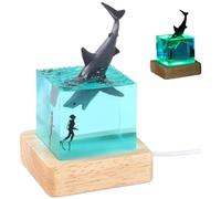 Generic Shark 3D Night Light Diver Led Light Marine Animal Decoration Resin Toy Table Crafts Lamp for Toddlers Boys Child