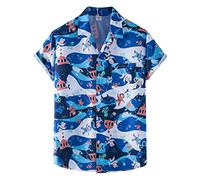 Generic Shirt Men's Short Sleeve Hawaiian Shirt Summer Shirt Lightweight Slim Fit Casual Shirt Non-Iron Casual Beach Shirt Elegant Holiday Shirt Funny Hawaiian Shirt Men Leisure Party Shirt, blue, L