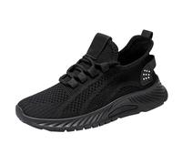 Generic SHOBDW Safety Trainers Womens Mesh Breathable Slip On Sneakers Lightweight Anti Slip Soft Sole Sports Shoes Solid Color Lace-Up Running Shoes Summer Outdoor Extre Wide Fit Walking Shoes Black