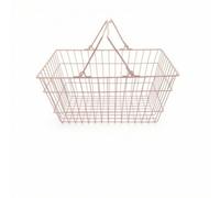 Generic Shopping Basket Wire Basket Metal Basket Produce Basket with Single Arched Handle Lightweight Iron Open Grid for Market Stalls Countertops Suitable for Grocery Runs, Pink