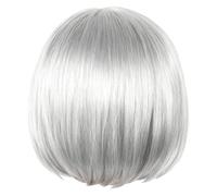 Generic Short Bob Gray Wig for Women, Bangs, Natural Looking Synthetic Hair, Stylish, Easy-to-Manage