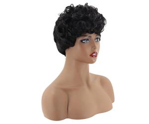 Generic Short Curly Hair Wig with Fine Workmanship and Ventilative Design Black for Women Synthetic High Temperature Wire Natural Looking Fashion Hair Wig Suitable for Daily
