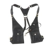 Generic Shoulder Strap Concealed Pocket Men's Underarm PU Double Shoulder Bag Adjustable Straps for Travel Outdoor Leisure, Black