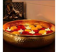 Generic Siddharth International Round Hammered Traditional Potpourri urli Decorative Bowl Gold (12 inches)., Golden