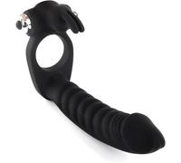 Generic Silicone Anal Vibrator Penis Cock Ring Dual Penetration Vibrating Dildo Vibrator Strapon Enhancer 7 Speed Women Pleasure Adult Sex Toys for Male