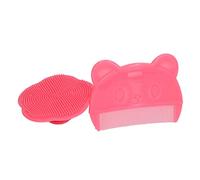Generic Silicone Baby Scalp Comb Set Soft Sensory Bath Comfortable Newborns Scalp Bath Tool for Cleaning (Red)