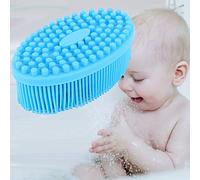 Generic Silicone Baby Sensory Brush Head Massage Bath Hair Washer Comb Tactility Training Tool with Soft Bristles for Sensory Integration Concentration Kids Autism Therapy (Blue)