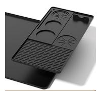 Generic Silicone Coffee Mat Set 2 in 1 Modular Design Large Heatproof Counter Protector for Home Kitchen 22.83x15.35in (Black)