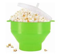 Generic Silicone Collapsible Microwave Popcorn Popper Portable Bowl for Traveling and Dorms, Food Grade Oven Safe Popcorn Maker for Friends and Family, Green 9.4x7.9x5.7in