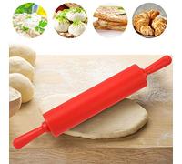 Generic Silicone Dough Rolling Pin Easy Roller-Type Design for Homemade Bread Restaurant Kitchen Red 11.8 Inches for Pizza and Egg Tarts (Red)