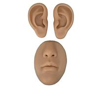 Generic Silicone Ear Model for Novice Piercing Practice and Display Prop Teaching Tool Soft 3D Nose and Mouth Model for Students and Artists Made of Eco-Friendly Material (Dark Skin)
