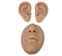 Generic Silicone Ear Model Simulated 3D Nose and Mouth Model for Piercing Practice for Novice and Hospital Student, Soft and Reusable Silicone Ear and Nose Mouth, Perfect for Home and Body Piercing
