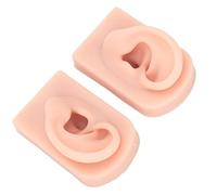 Generic Silicone Flexible Reusable Simulation Ear Model for Acupuncture Teaching, Novice Ear Piercing, 2PCS for Beauty Training, Soft Material (Light Skin)