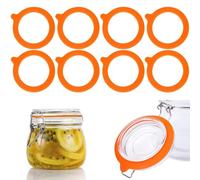 Generic Silicone Jar Gaskets Seals Replacement, 8 Pcs Standard Rubber Airtight Seal Rings Gasket for Mason Storage Jars Glass Cans (Orange)